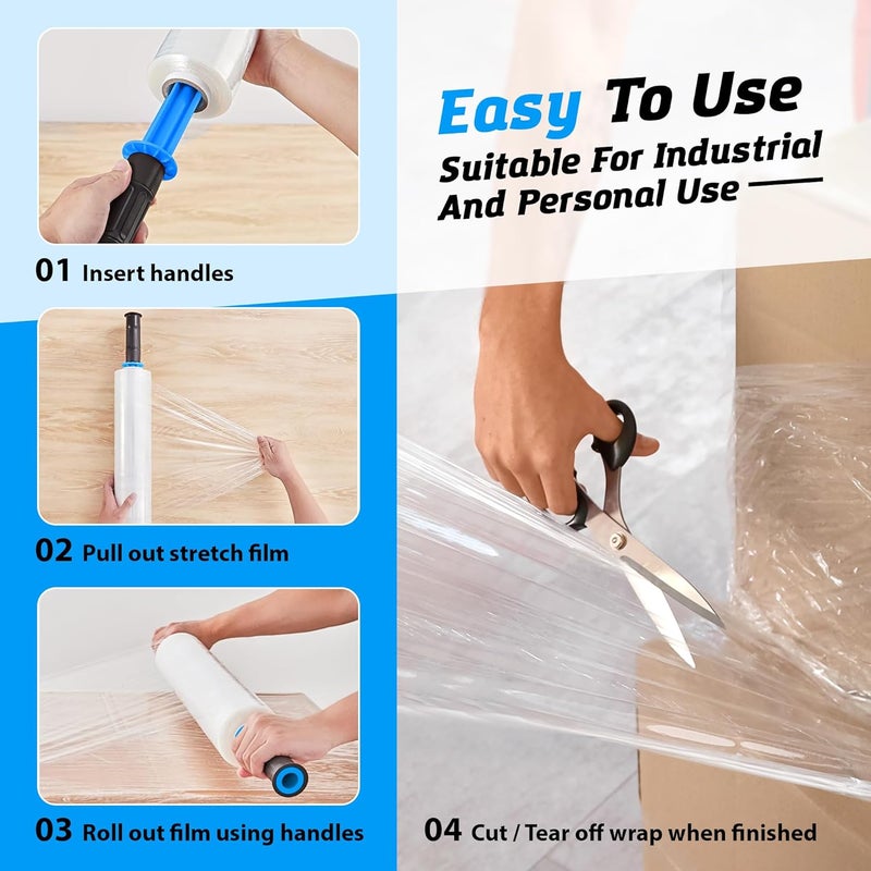 Lifetime Supplies 1 ROLL x 15" x 900 FT x Clear Heavy Duty Plastic Stretch Wrap Shrink Film for Shipping Packaging Moving Packing Trucking Logistics - Thicker Extra Durable Film - Wrap Holder Included - Image 4